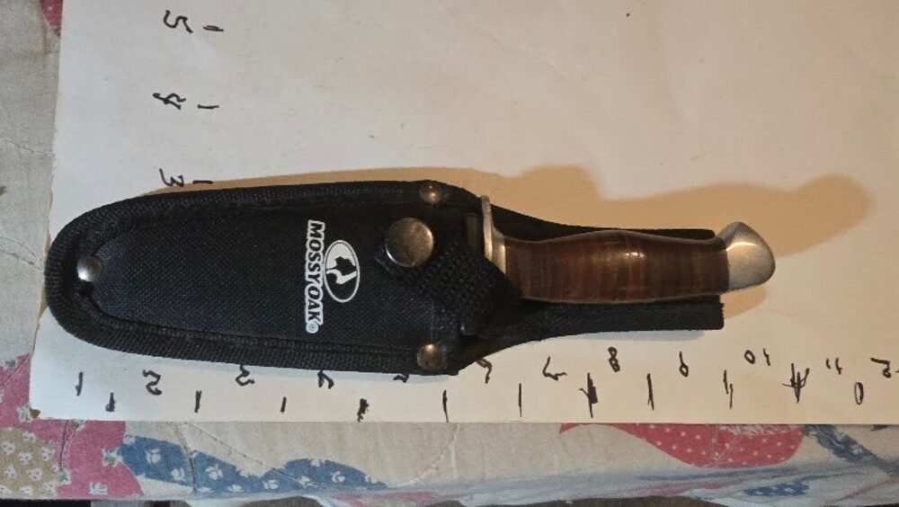 Mossy Oak Knife Wood Handle Black Sheath Hunting Outdoor